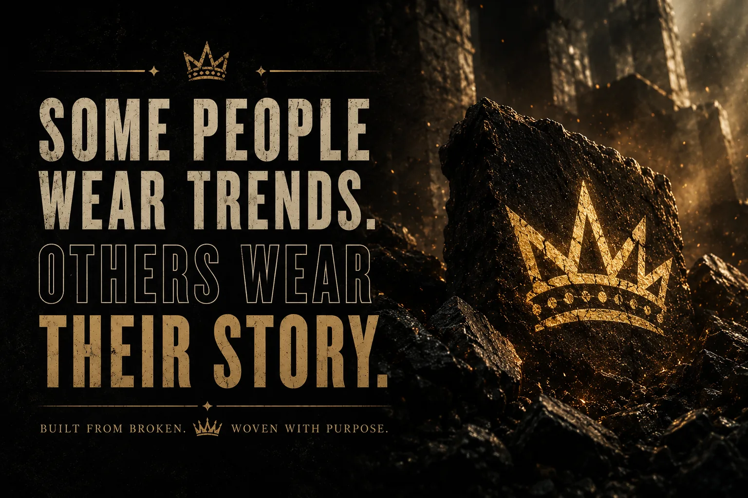Threads of Kaos statement: Some people wear trends. Others wear their story. Built from broken. Woven with purpose.