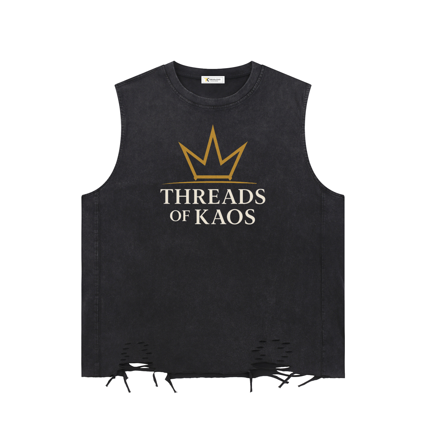Threads of Kaos,Rebel wear,Not saved self made,Raw hem top,Streetwear ,Streetwear tank,Kaos Tank