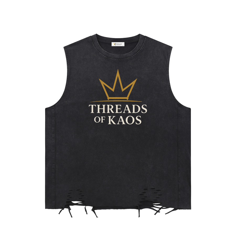 Threads of Kaos,Rebel wear,Not saved self made,Raw hem top,Streetwear ,Streetwear tank,Kaos Tank